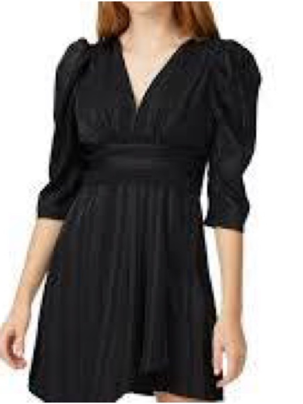 J.O.A. Blac Pleated Puff Sleeve Asymmetric Hem Cocktail Mini Dress Women's small